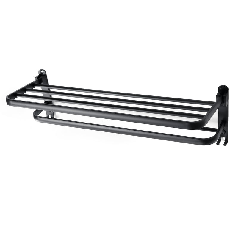 59cm Punched/Punch-free Space Aluminum Towel Holder 90 Folding Easy Installation Towel Rack Durable Towel Shelf