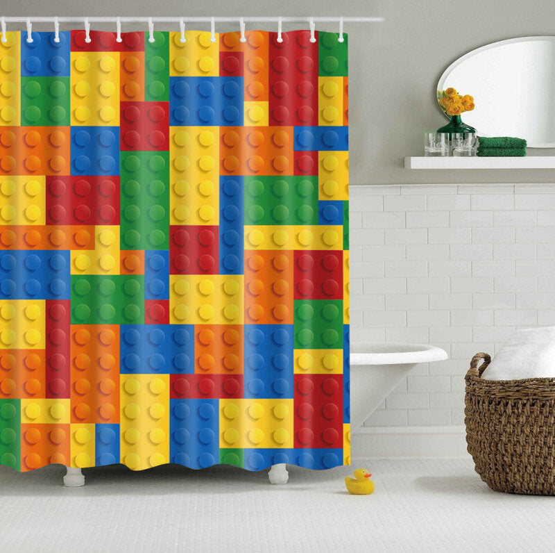 Dazzling Design Colorful Pattern Bathroom Waterproof Polyester Fabric Shower Curtain