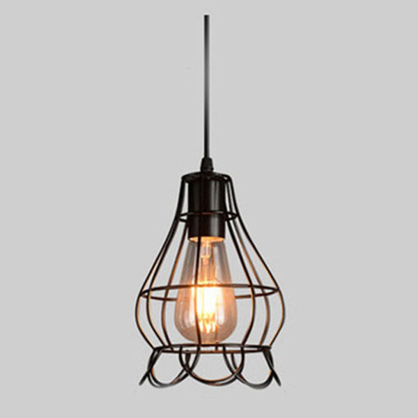 Retro E27 Iron Pendant Cage Light for Bar Coffee Shop Nordic Style Indoor Metal Hanging Lamp Decor