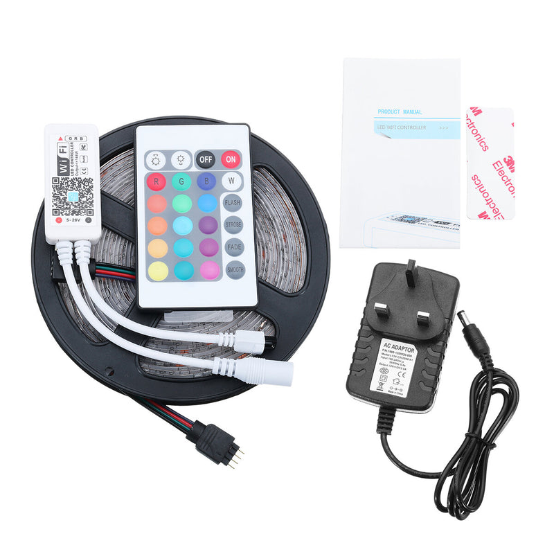 DC12V 5M SMD2835 24W Waterproof Alexa Smart Home WIFI Controller APP Control RGB LED Strip Light Christmas Decorations Clearance Christmas Lights