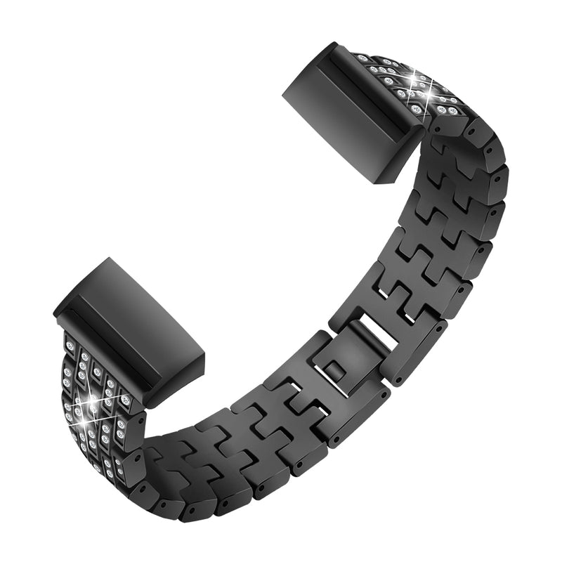 Bakeey Diamonds Elegant Design Watch Band Full Steel Watch Strap for Fitbit Charge 3