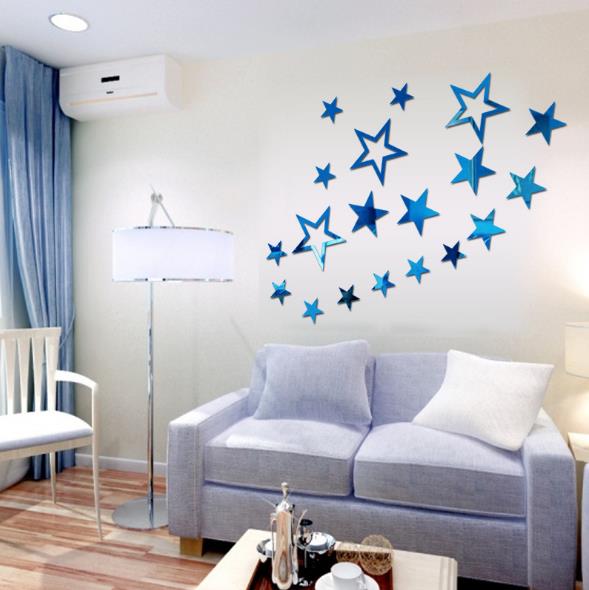 3D Star Mirror Wall Stickers - Multi-color DIY Shape - Home Wall Bedroom Office Decor