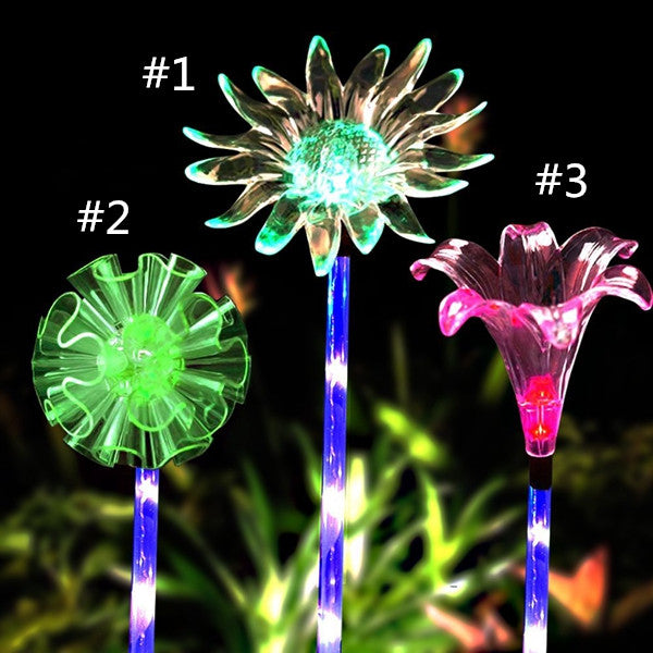 Solar Multi-Color Changing LED  Flower Stake Light  Transparent Lampshade  Luminous Pole