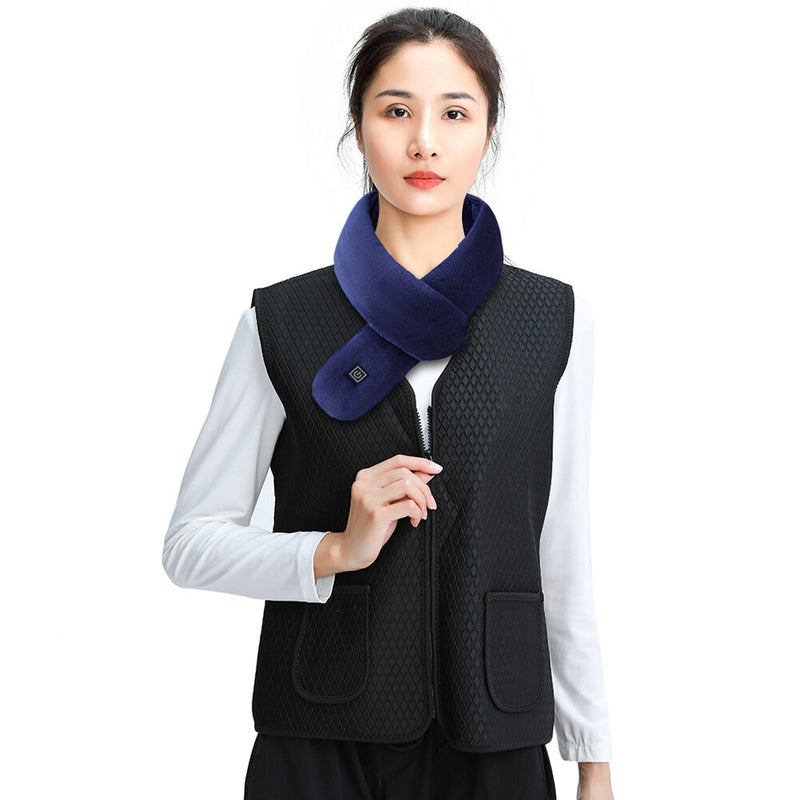 TENGOO Electric Heating Scarf 3 Gears Heating 4 Modes Massage Ajustable Winter Warm USB Rechargeable Neckerchief Plush Collar