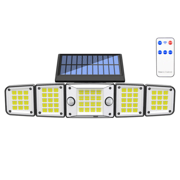 Solar Outdoor Lights Motion Sensor LED Flood Light 280LED 3500 Lumen 3 Modes Waterproof Solar Security Lights With Remote Control Exterior 5  Heads Wall Light