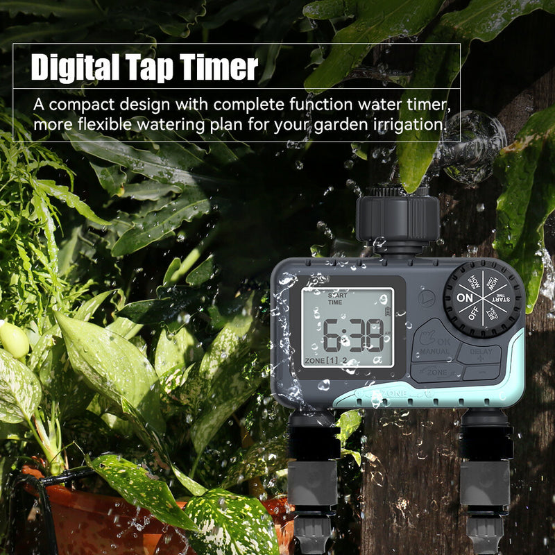 RAINPOINT Sprinkler Timer Automatic Irrigation System Outdoor Water Timer 2 zones Hose Faucet
