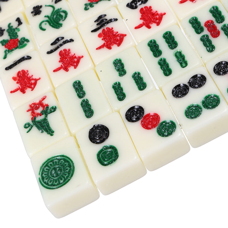 Chinese Mahjong Portable Retro Board Game Toy Rare 144 Tiles Mah-Jong Set - Box In Leather Box
