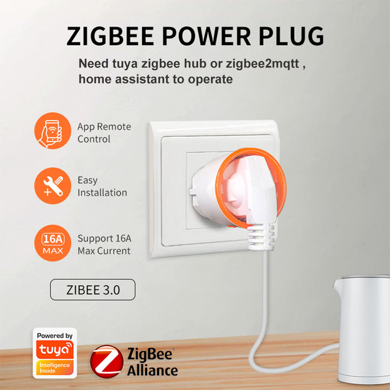 Tuya ZIGBE 3.0 Smart Socket EU Plug 16A Outlet Wireless Remote Phone Control Voice Controller Work with Tuya Gateway Hub Alexa Google Home