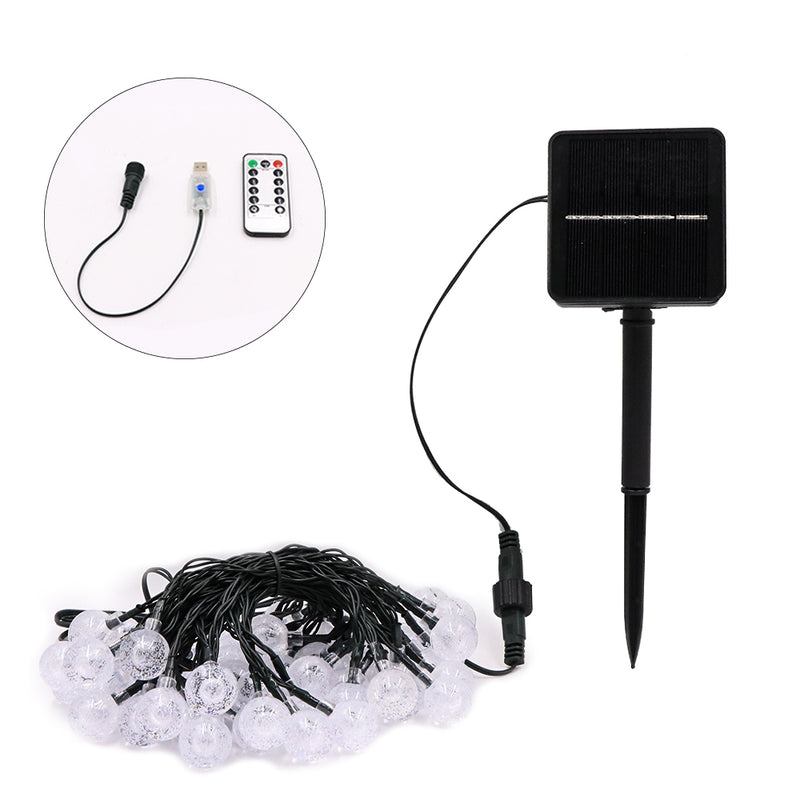 9.5m USB+Solar Powered 50 LED String Light Outdoor Garden Path Yard Waterproof Decor Lamp