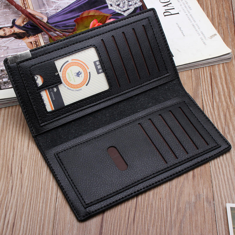 Men's Slim Leather Long Wallet Bifold Clutch Credit Card Holder Coin Purse Bag