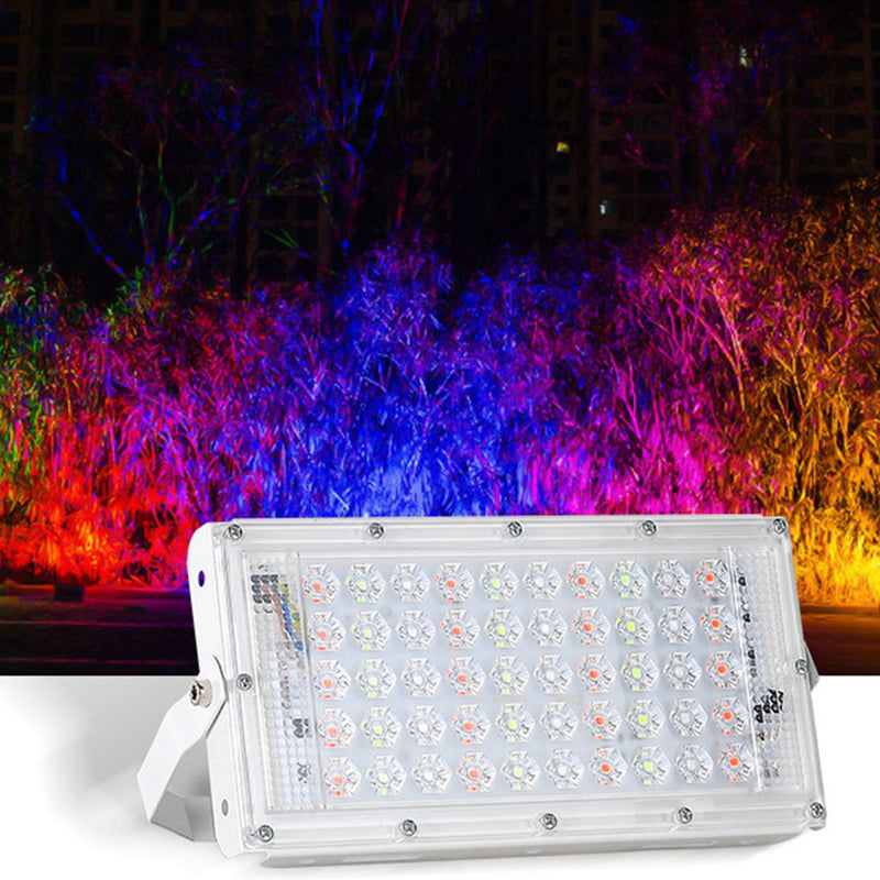 50W RGB LED Flood Light Remote Control Street Lamp Waterproof Outdoor Garden Spotlight AC220V