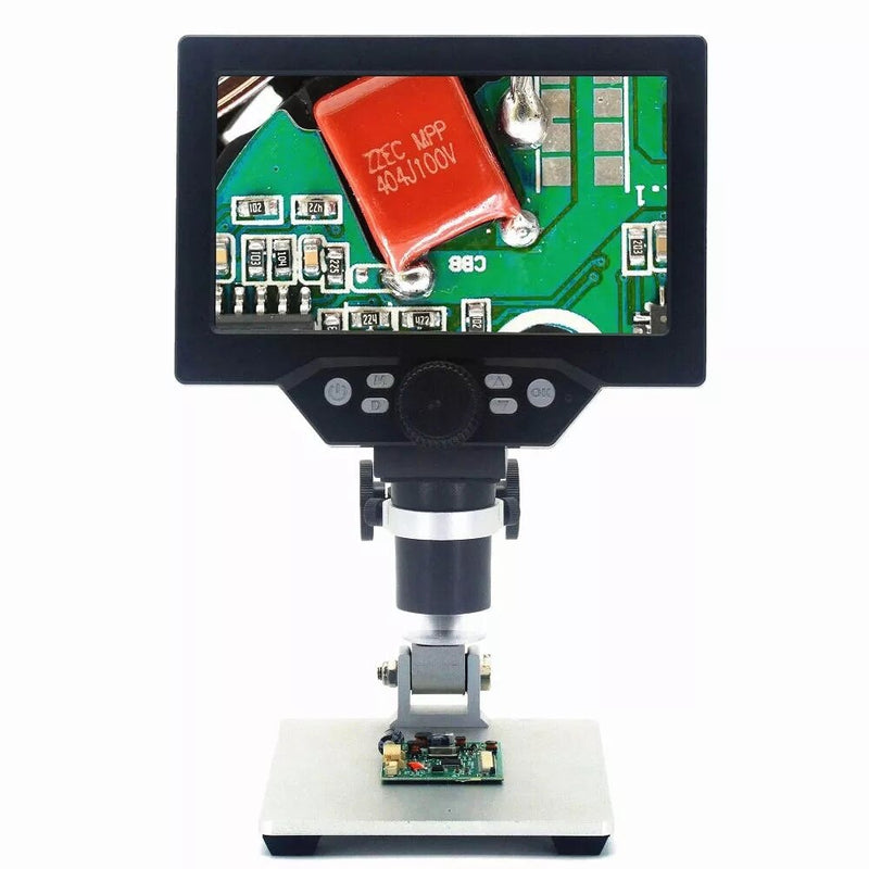 MUSTOOL G1200 Digital Microscope 12MP 7 Inch Large Color Screen Large Base LCD Display 1-1200X Continuous Amplification Magnifier with Aluminum Alloy Stand Power Supply Version