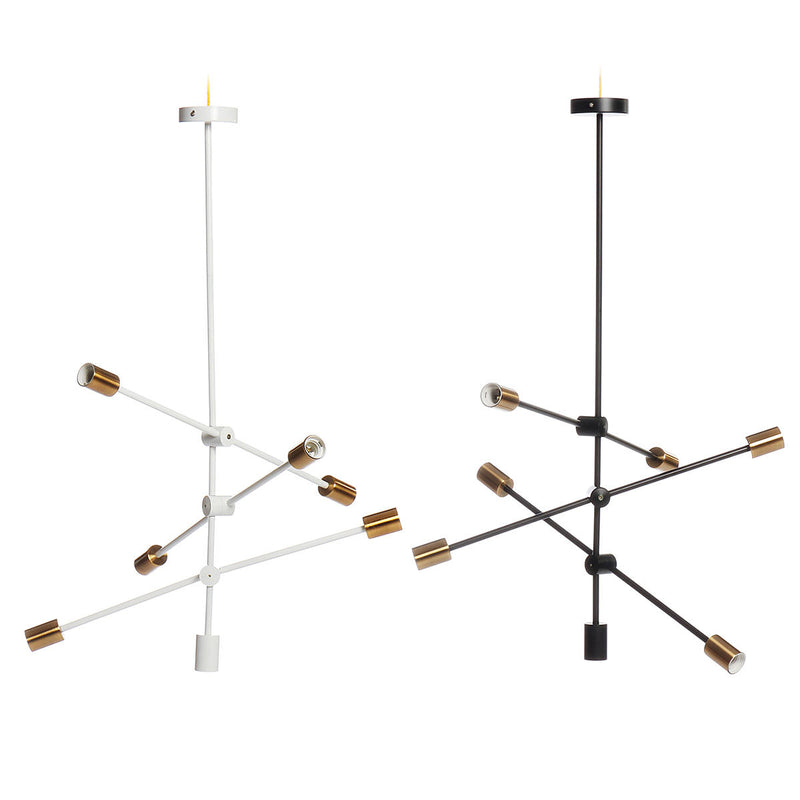 Nordic Style 6 Heads Flush Mount Ceiling Light Chandelier, Modern Minimalism Metal E26 E27 Base Pendant Ceiling Lamp Hanging Lighting Fixture,  AC110-240V (without bulb)