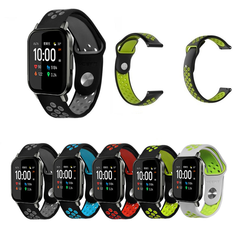 Dual Color Hole Reverse Buckle Silicone Watch Band Watch Strap for Haylou LS02 BW-HL1 BW-HL2 BW-HL1T BW-HL1Pro