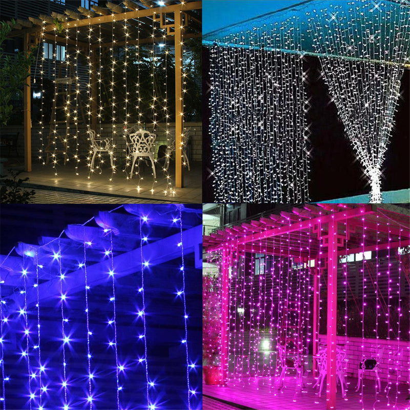 300LED USB Remote Curtain Lights Decor Fairy Lamp Window Colorful New Year
