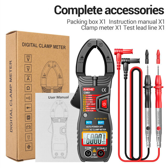 ANENG CM81 6000 Counts Auto Range NCV Digital Clamp Meter DC/AC Voltage Current Resistance Frequency Capacitance Tester