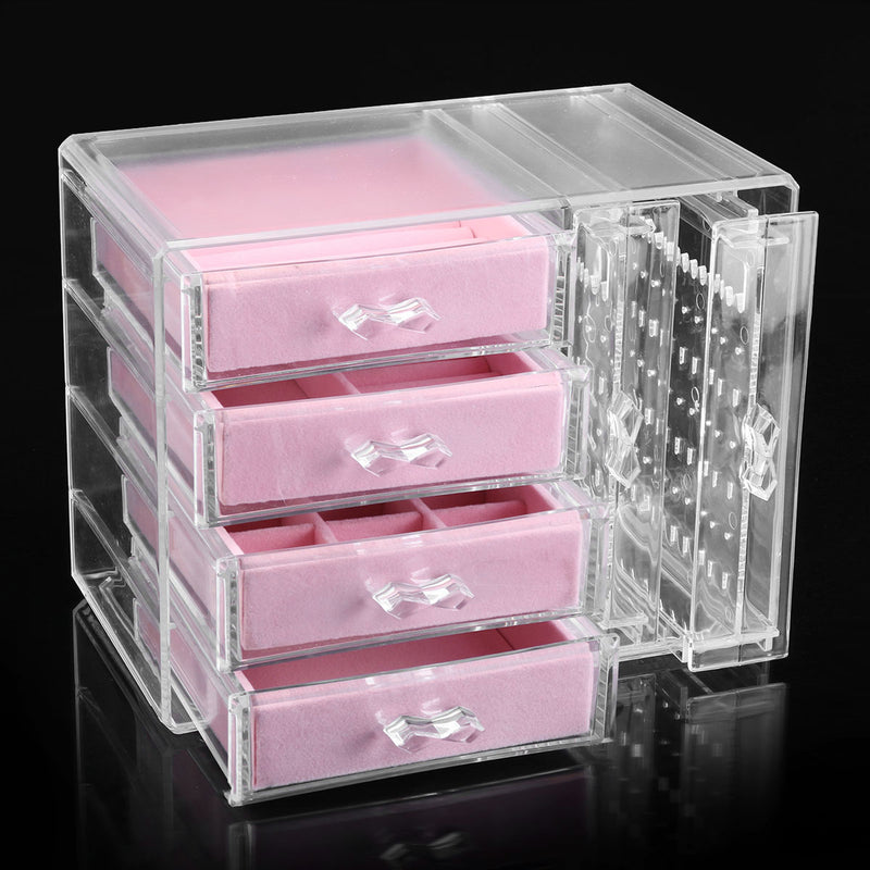Dustproof Transparent Acrylic Earrings Jewelry Storage Box Display Stand Rack Tray