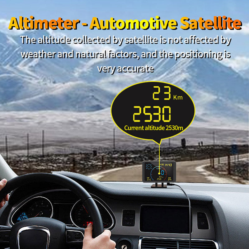 DC5-24V Car GPS Multi-function Speedometer HUD Head-up Display Compass Altitude Temperature Humidity