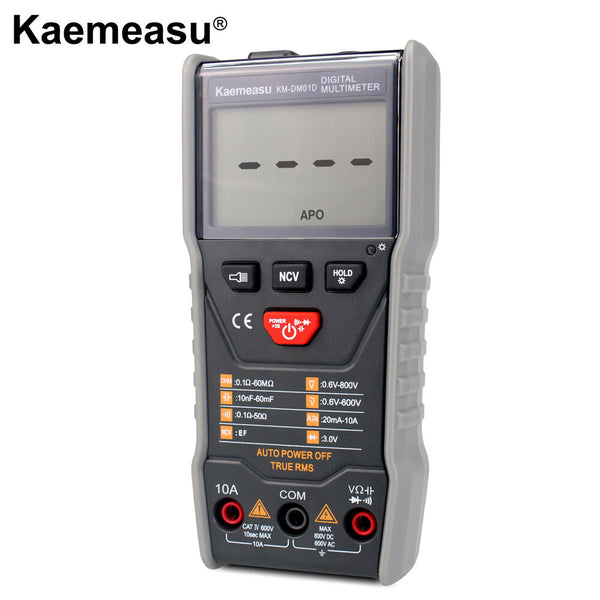 Kaemeasu KM-DM01D Intelligent Digital Multimeter True RMS and NCV Measurement DC/AC Voltage & Current Resistance Capacitance Duty Cycle Functions High Count Display Multifunctional Electrical Testing Tool