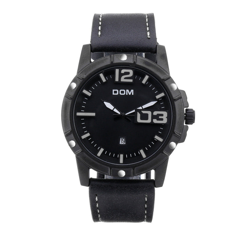 DOM Men Luxury Sport Wristwatch Men Watch Leather Strap Business Waterproof Quartz Watch