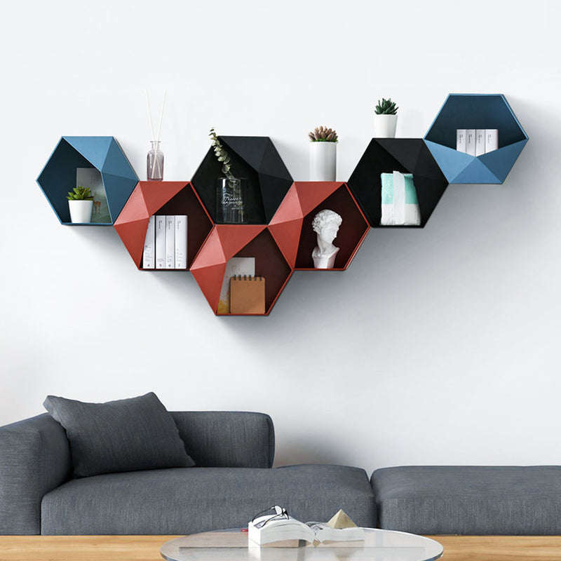 Geometric Bathroom Storage Wall Shelf Holder Decor Plant Pot Rack DIY Adhesive