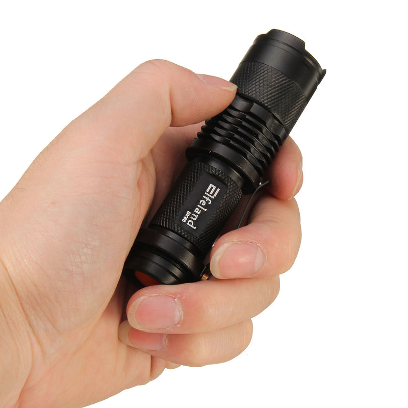Q5 300LM Mini Zoomable LED Flashlightt Black(1*AA/1*14500), Elfeland Telescopic XPE 7w 3 Modes+Zoomable Tactical Torch