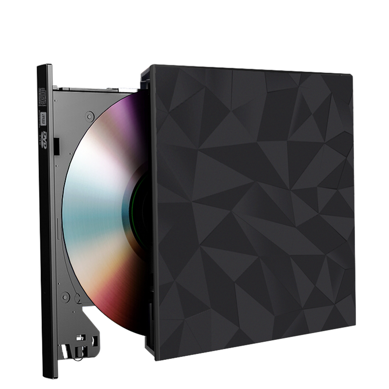 Portable USB 3.0 Black Tray Type External DVD-RW Max.24X High-speed Data Transmission for Win XP Win 7 Win 8 Win 10 Mac