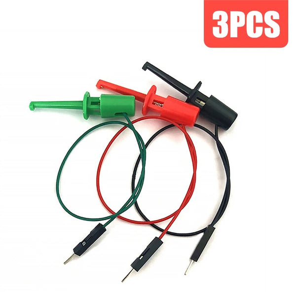 3PCS Hook Type Test Clip Probes with Male Head DuPont Line Cable 20cm for Precise Transistor Testing Great for Electronics Repair and Testing