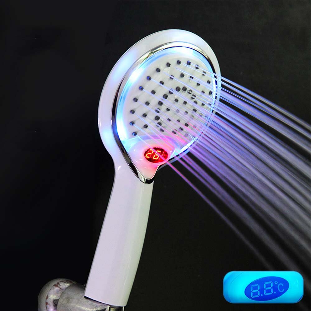 High Pressure Bathroom Handheld Shower Sprayer Faucet  Shower Head with LED Water Temperature Display