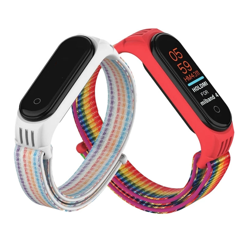 Holdmi 2-IN-1 Comfortable Nylon Watch Strap Band + TPU Watch Case Cover Replacement for Xiaomi Mi Band 5 / Xiaomi Mi Band 4 / 3 Non-original