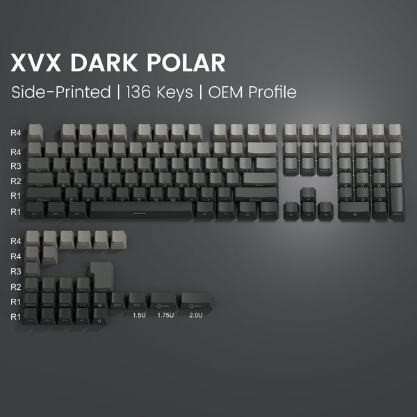 XVX 136-Key Side-Printed OEM Profile Keycap Set 6 Colors Gradient Series for ANSI Layout 61/68/84/87/100/104/108 Keys Mechanical Keyboard