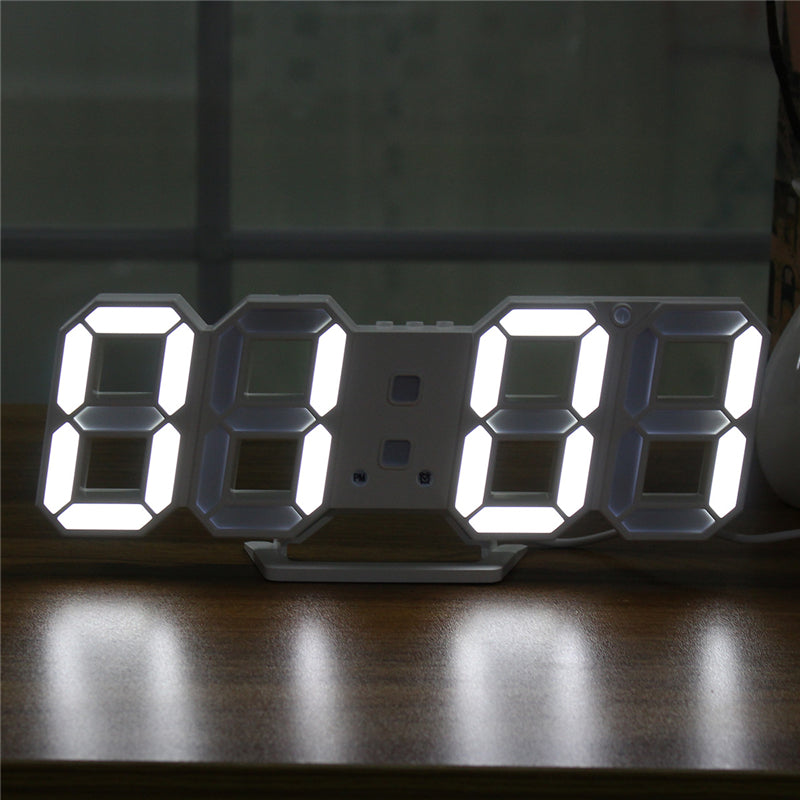 Large Modern Digital Led Skeleton Wall Clock Timer 24/12 Hour Display 3D Gife