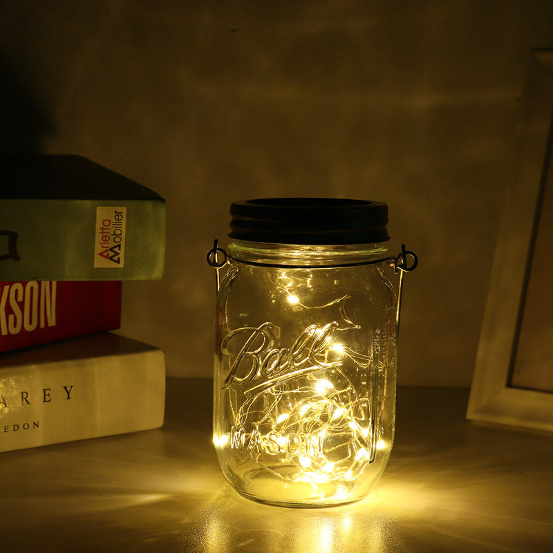 20 LED Solar String Light Mason Jar Lamp Hanging Outdoor Garden Decor Waterproof