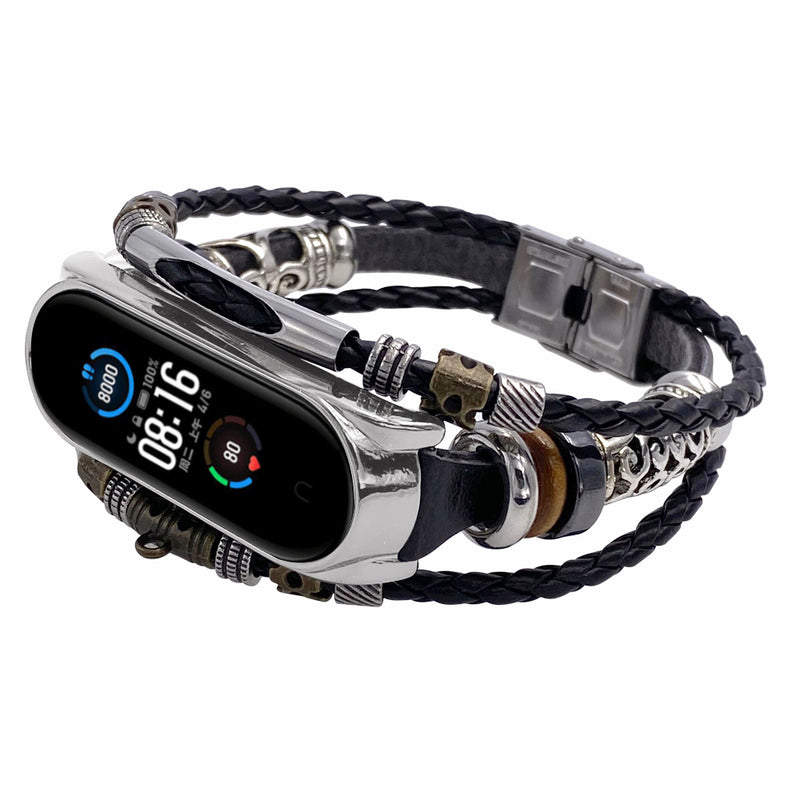 Bakeey Buckle Metal Shell Ethnic Style Beaded Retro Replacement Strap Upgrade Version Smart Watch Band For Xiaomi Mi Band 5 Non-original