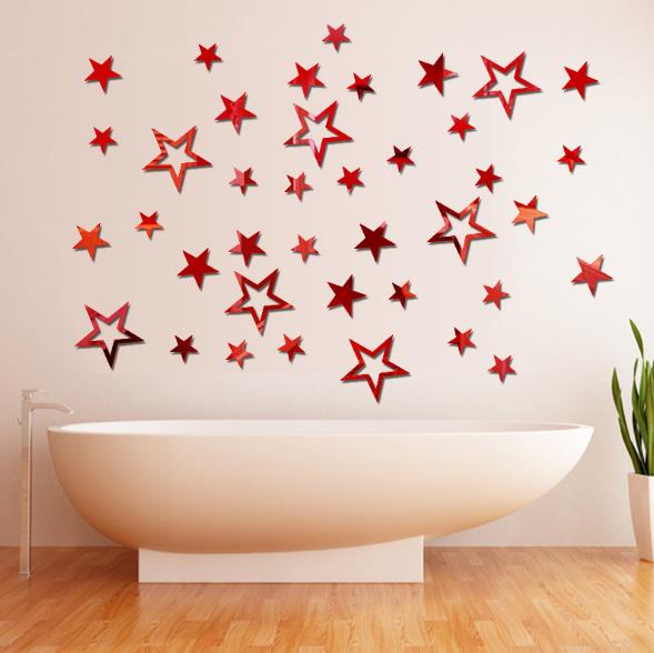 3D Star Mirror Wall Stickers - Multi-color DIY Shape - Home Wall Bedroom Office Decor