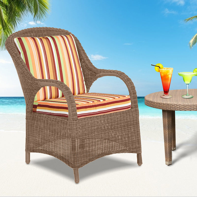 Deep Seat Cushion Set With Ties Outdoor Garden Patio High Rebound Foam Patio