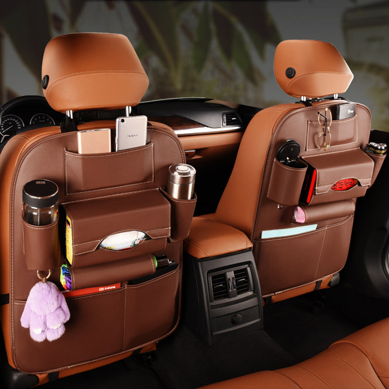 1Pcs Car Bag Seat Back Organizer Multi-function &Pocket Storage Bag Holder Leather