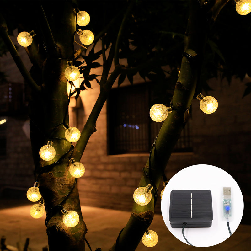 9.5m USB+Solar Powered 50 LED String Light Outdoor Garden Path Yard Waterproof Decor Lamp
