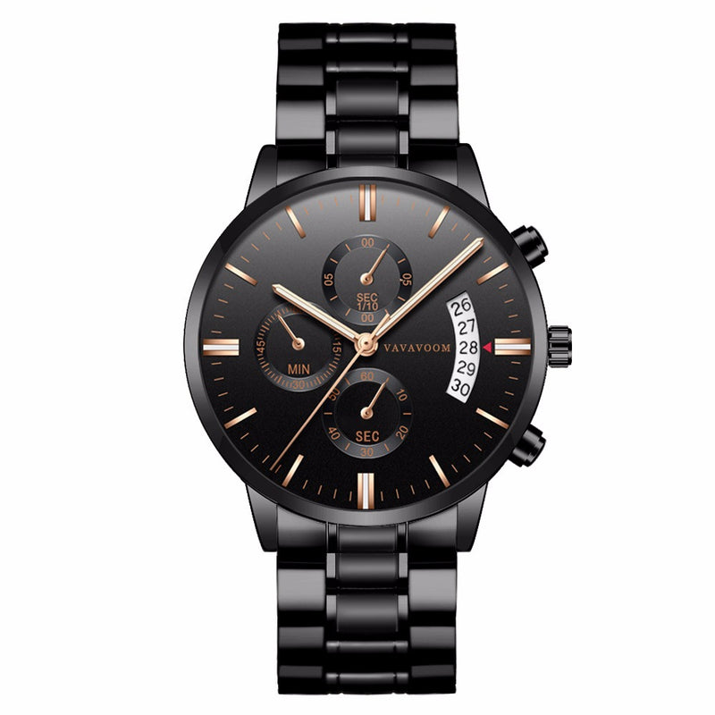VAVA VOOM Fashion Casual Date Display Waterproof Stainless Steel Strap Men Quartz Watch