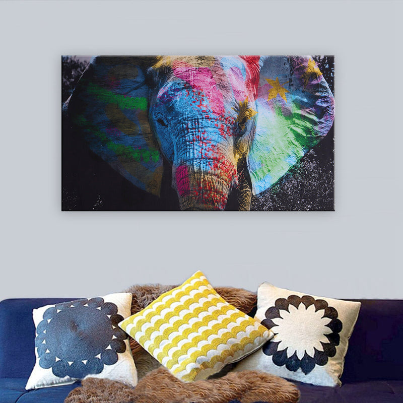 Colorful Elephant Canvas Decorative Painting Wall Hanging Picture Painting Calligraphy Home Living Room Office Decor