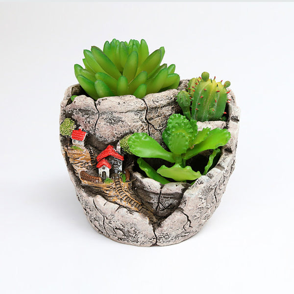 Sky Garden Small House Succulent Green Plant Planter Herb Flower Basket Bonsai Pot Trough Home Decor