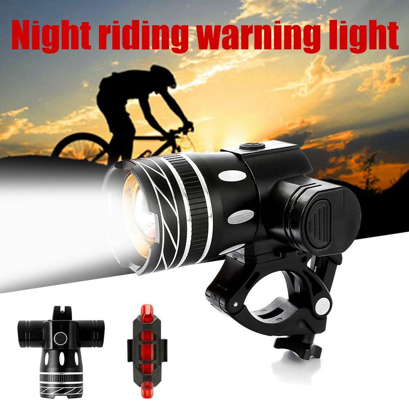 LED Bicycle Front Light USB Rechargeable Adjustable Bicycle Taillight Set MTB Mountain Cycling Flashlight Bike Accessories