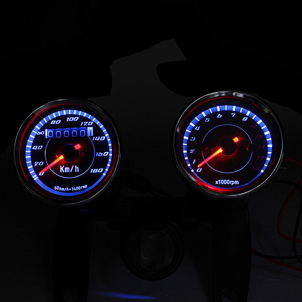 Universal LED Motorcycle Tachometer+Odometer Speedometer Gauge