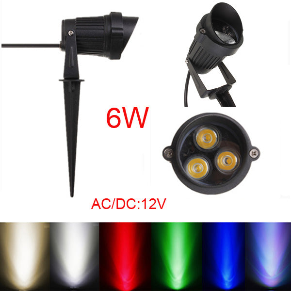 6W LED Flood Spot Lightt With Rod & Cap For Garden Yard IP65 DC 12-24V