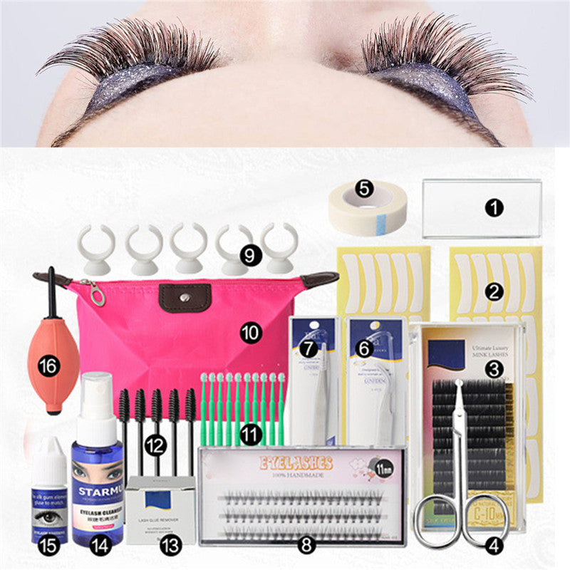 16 Pcs Set False Eyelash Grafting Set Planting Eyelash False Eyelash Set