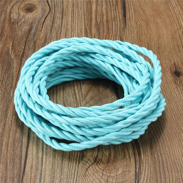 5m Vintage Colored DIY Twist Braided Fabric Flex Cable Wire Cord Electric Light Lamp