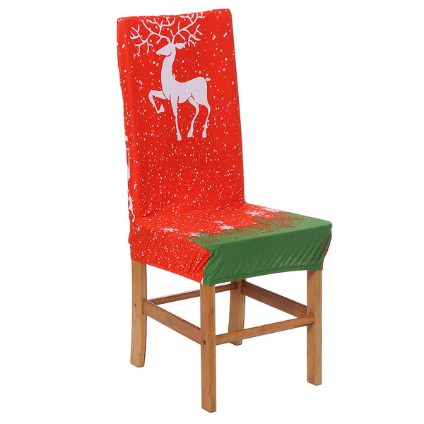 Christmas Universal Stretch Chair Cover Removable Dining Chairs Protector Seat Slipcover for Home Dining Room Wedding Banquet Party Kitchen Office Chair Decoration