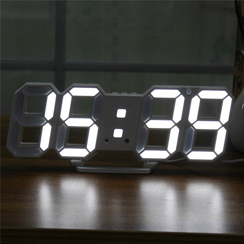Large Modern Skeleton Wall Clock with Digital LED Display and 24/12 Hour Timer - Led 3D Gife