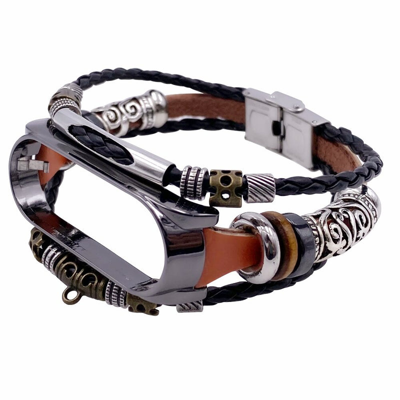 Bakeey Buckle Metal Shell Ethnic Style Beaded Retro Replacement Strap Upgrade Version Smart Watch Band For Xiaomi Mi Band 5 Non-original