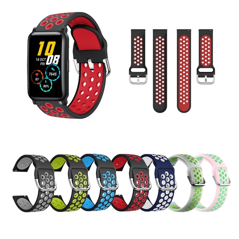 20mm Dual Color Stoma Soft Silicone Watch Strap Watch Band for Huawei Honor Watch ES/ BlitzWolf BW-HL1/HL2/ Haylou LS02